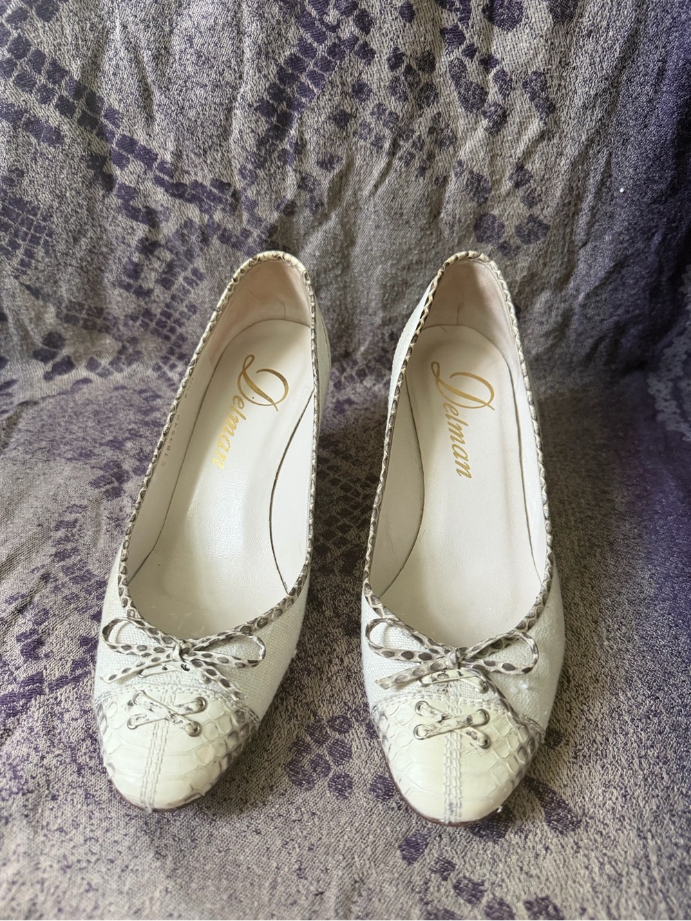 Delman heels with Snakeskin Trim